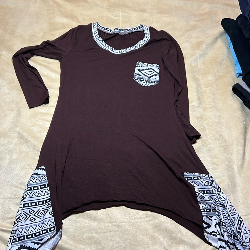 Brown/atzec dress shirt